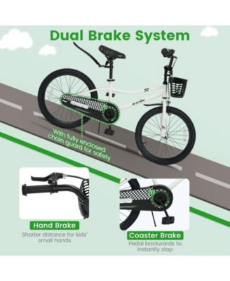 20 Inch Kids Bike Adjustable with Kickstand and Storage Basket for Aged 8