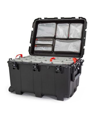 975 Wheeled Waterproof Hard Case with 6-Pocket Lid Organizer and Padded Divider, Black