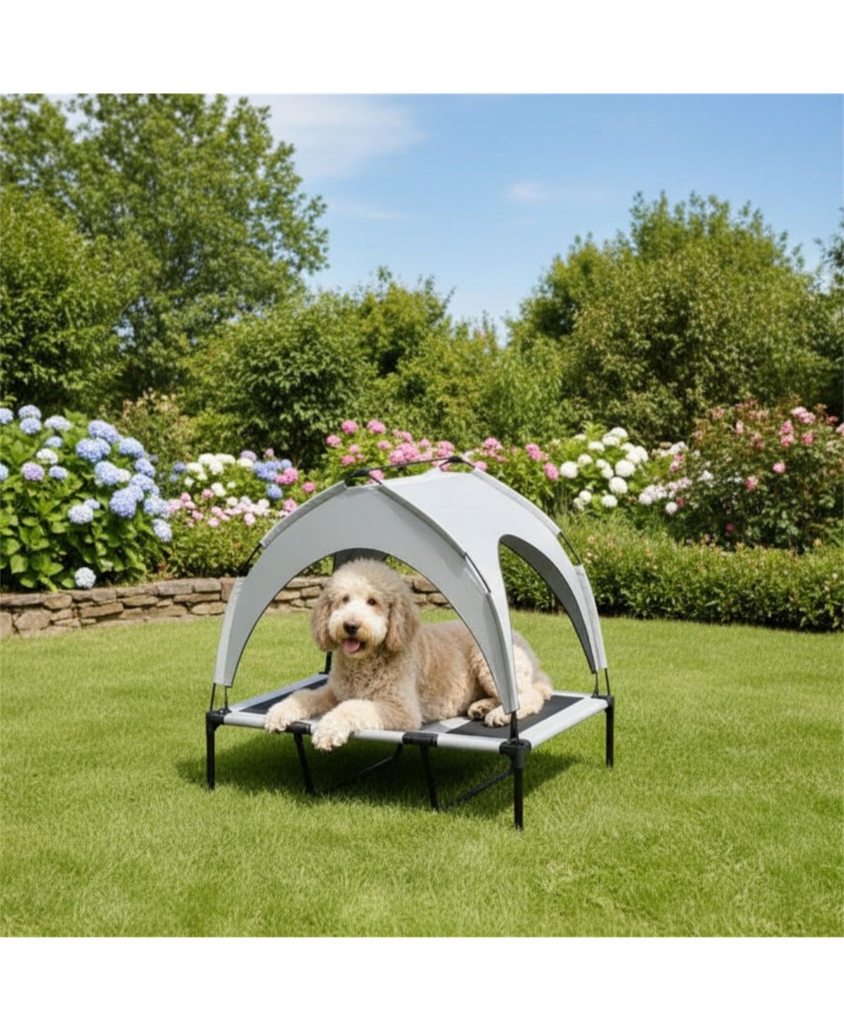 Aostirmotor Elevated Pet Bed, Raised Dog Cot with Breathable Mesh for Enhanced Cooling & Comfort