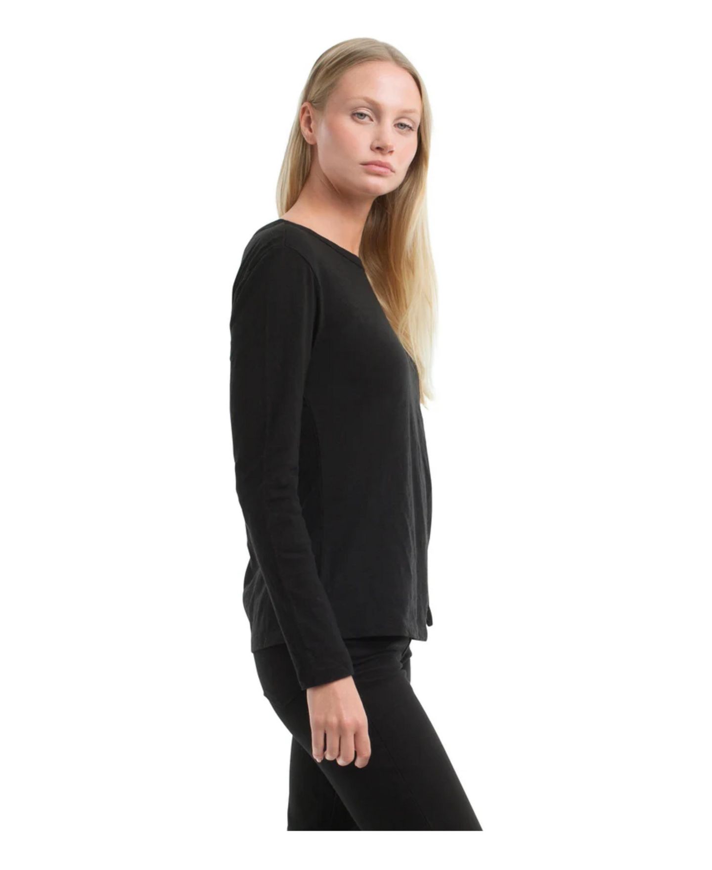 Женская футболка WILT Clothing Long Sleeve Ruched Side, цвет: Чёрный — фото 3