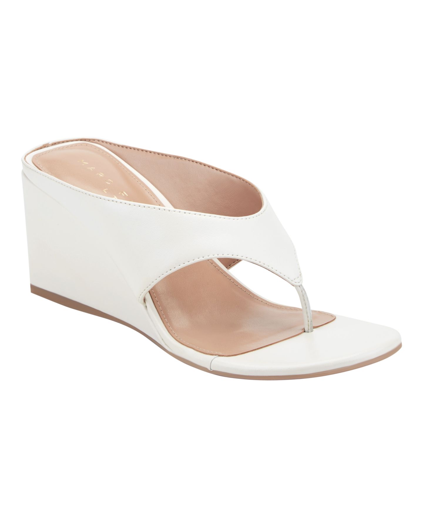 Женские сандалии Marc Fisher LTD Udena Slip-On Wedge Dress Sandals, цвет: Кремовый кожаный — фото 1