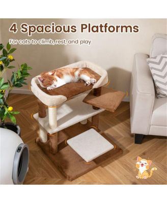 2-in-1 Cat Activity Center: Staircase & Tree with 4 Multi-Tier Platforms, Integrated Sisal Scratching Posts, Space-Saving in Gray