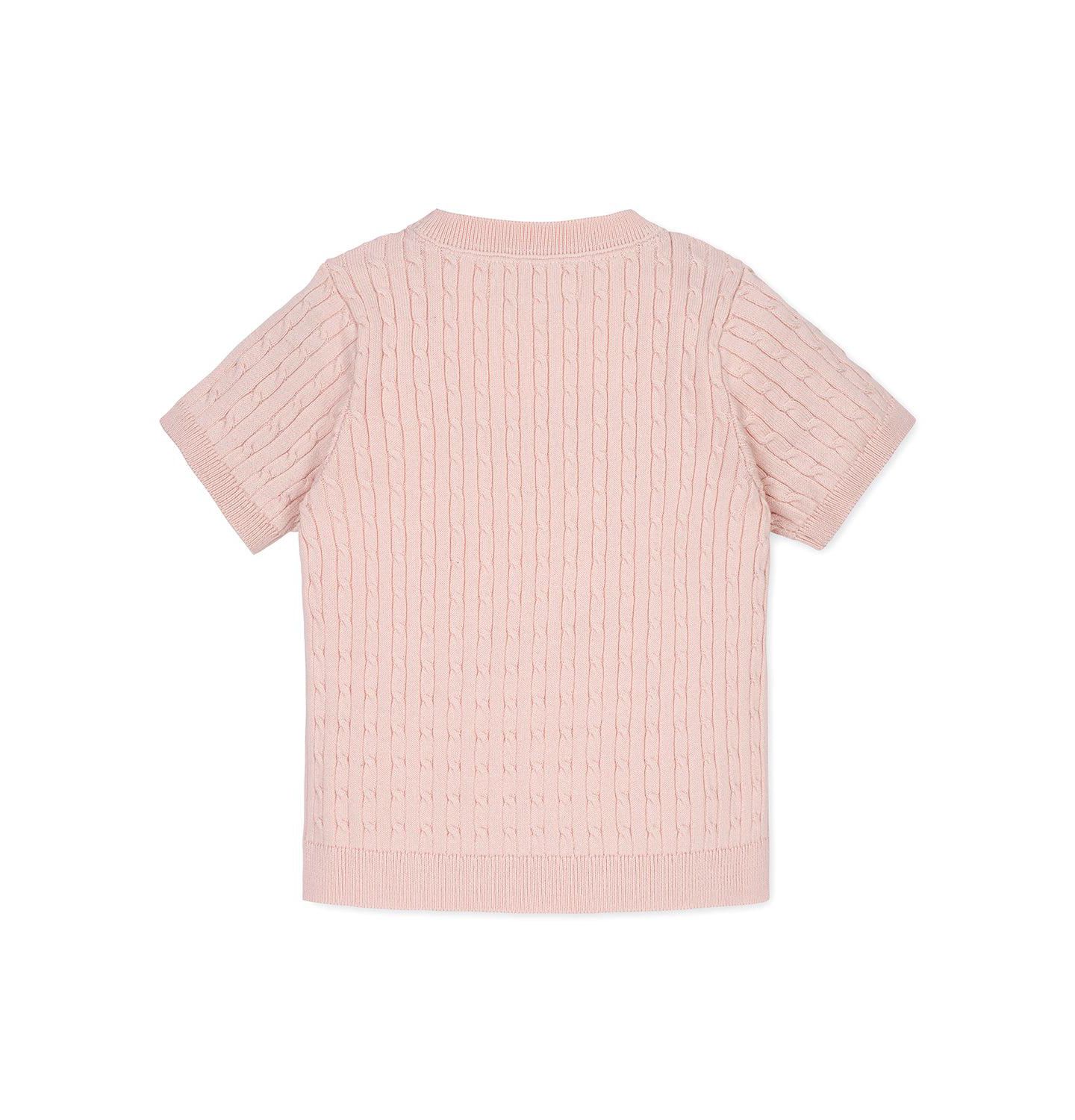 Свитер Hope & Henry Organic Short Sleeve Cable для девочек, цвет: Бледный розовый — фото 3