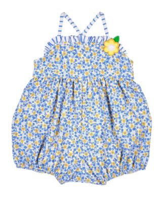 Baby Girl Floral Bubble Swimsuit with Flower