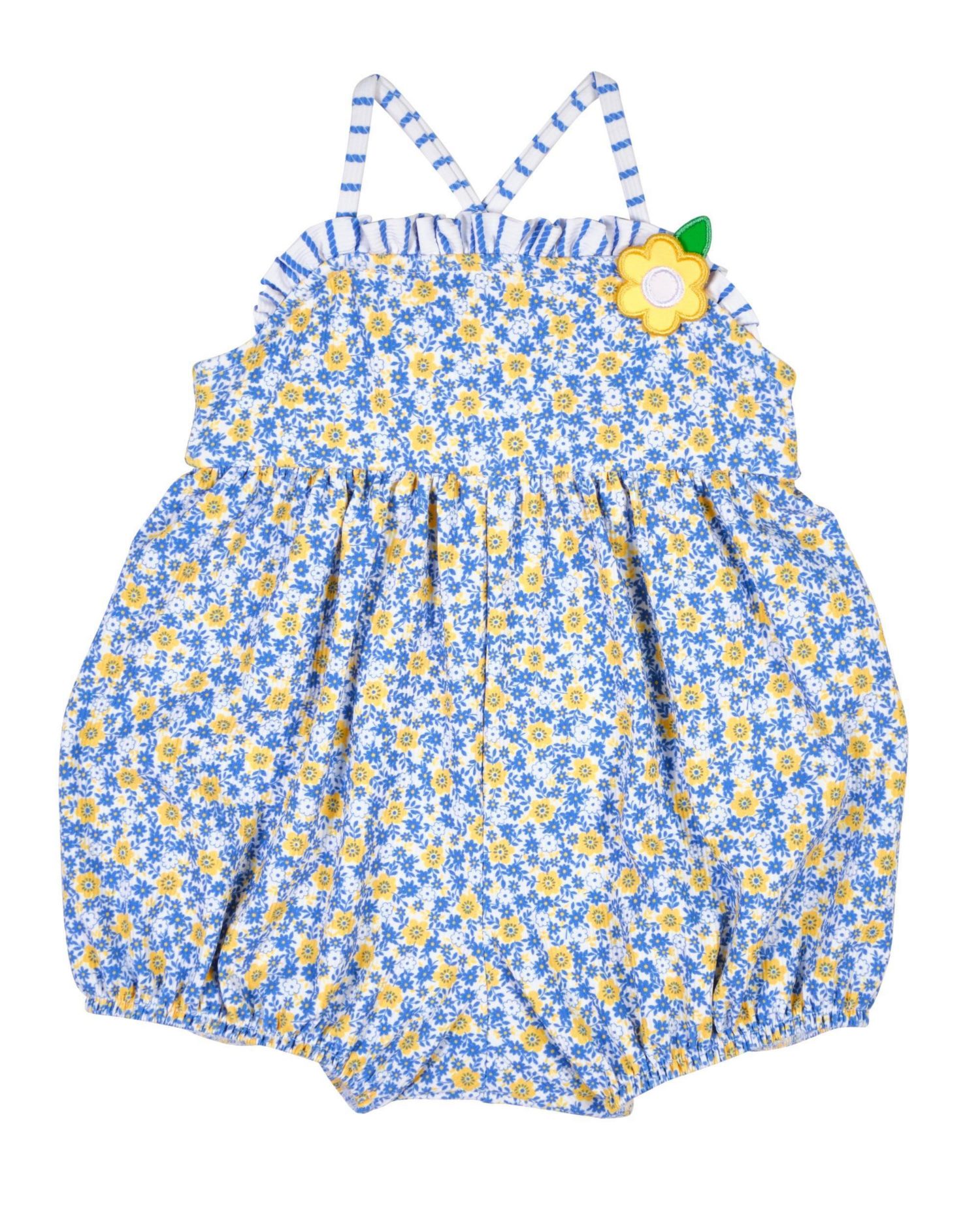 Baby Girl Floral Bubble Swimsuit with Flower