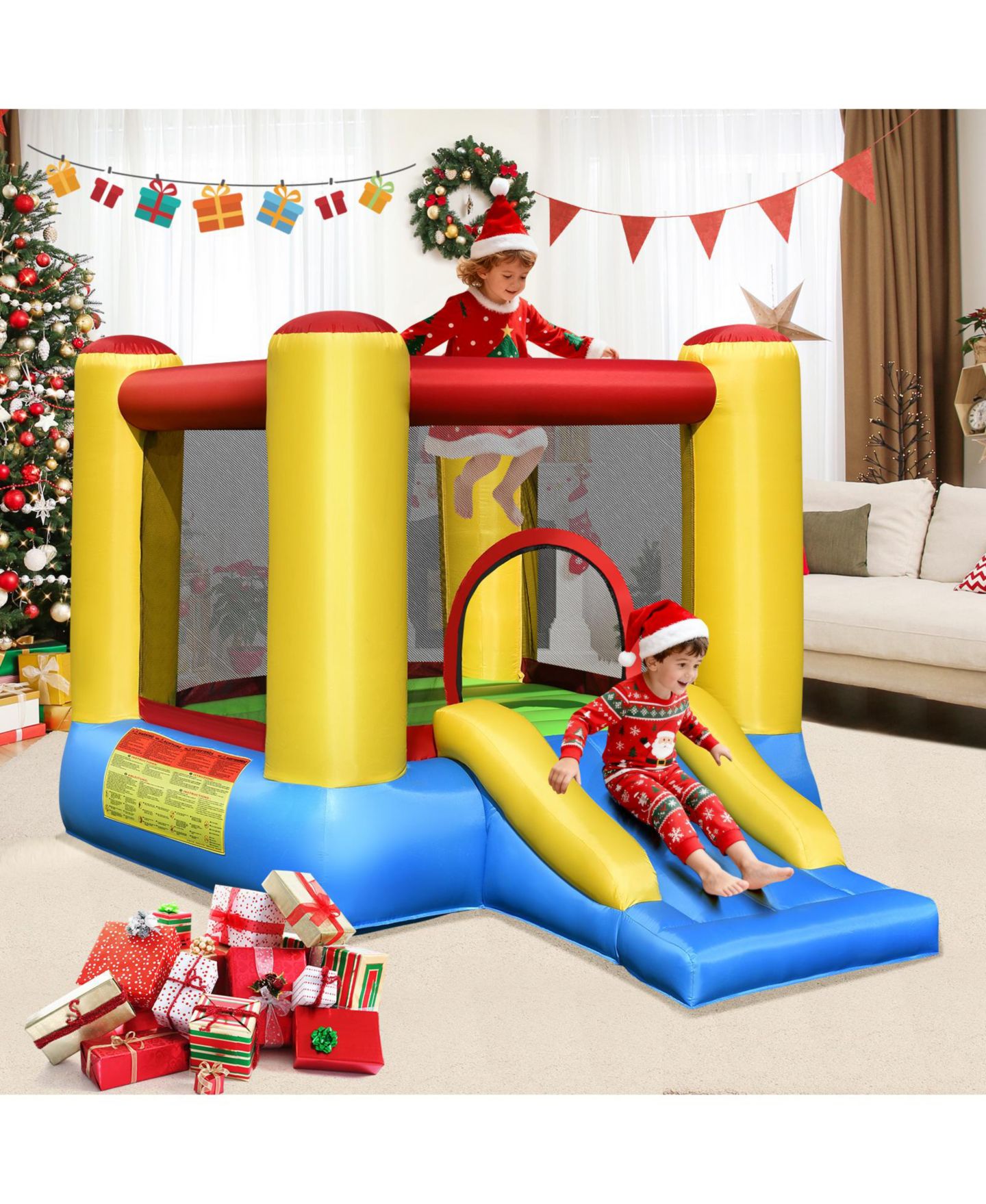 Детская игрушка Costway Inflatable Bouncer Kids Slide Bounce House for Indoor Outdoor without Blower — фото 11
