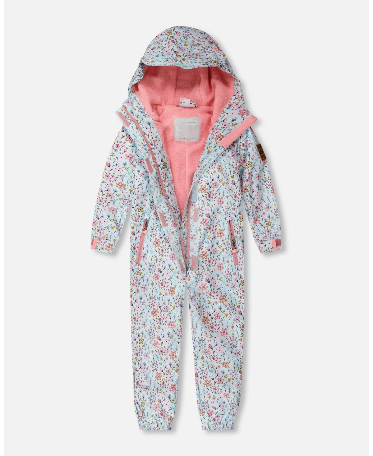 Deux par Toddler Girls Mid-Season One-Piece Outerwear Blue Mini Flower Print