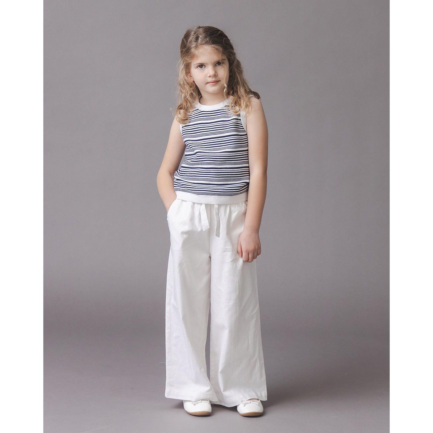 Toddler Girls Linen Paper Bag Tie-Waist Pant