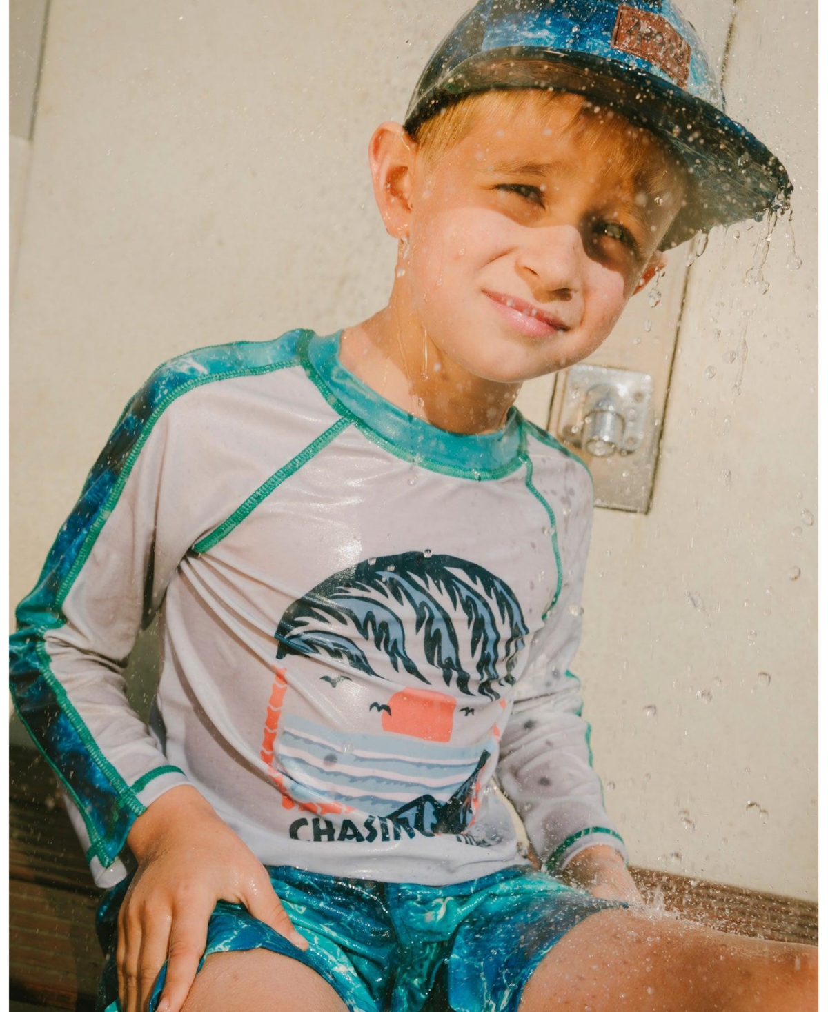 Deux par Boys Swim Trunks Waves Print