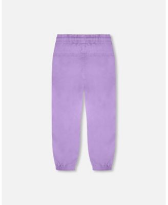 Girl 3-in-1 Two-Piece Mid-Season Outerwear with Solid Pants Set Purple Daisy Print - Toddler