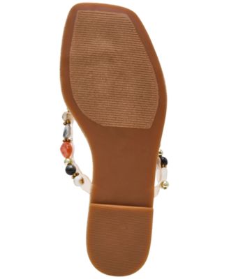 Women's Marble Embellished Square Toe Thong Sandals