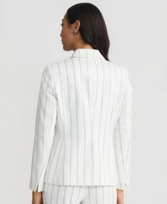 Women's Pinstripe One-Button Notch-Collar Jacket