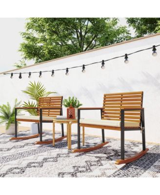 2PCS Outdoor Rocking Chair, Wooden Outdoor Rockers