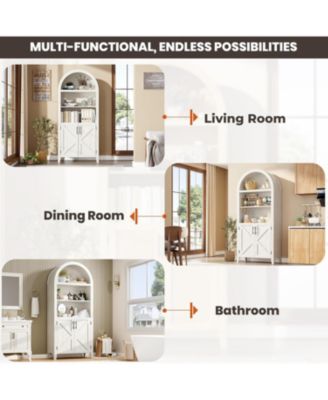 5-Tier Open Display Shelf with Nice Texture, Farmhouse Storage Cabinet for Kitchen