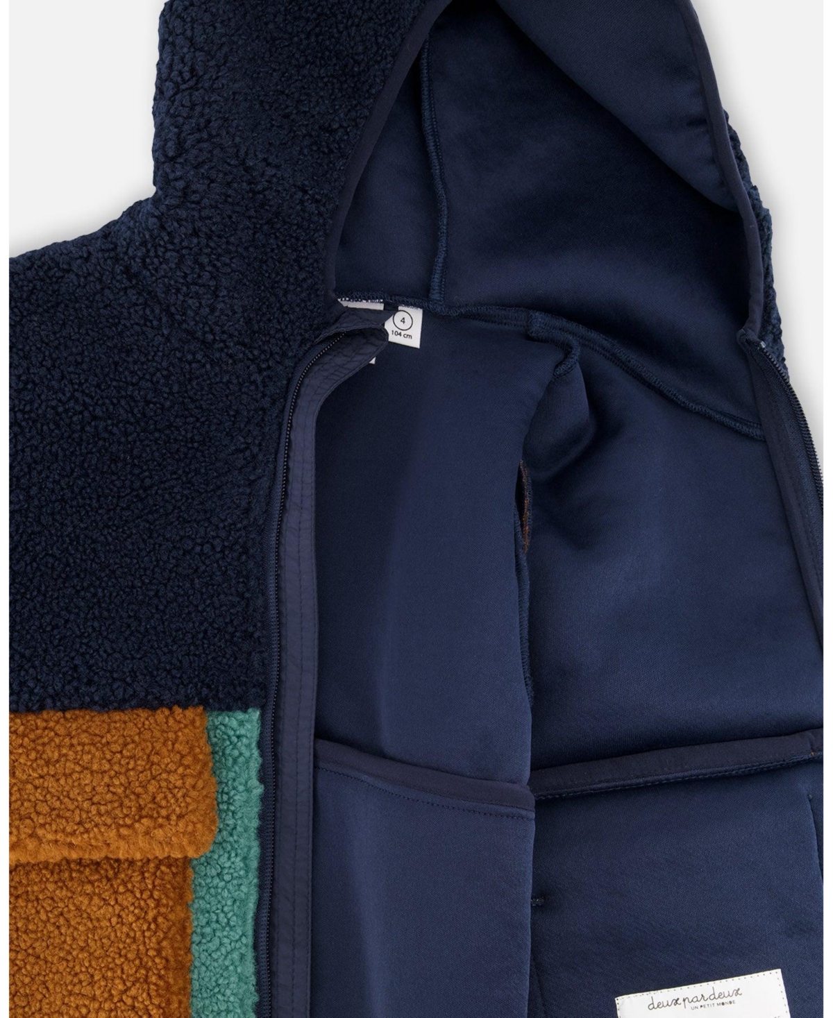 Deux par Deux Toddler Sherpa Jacket Navy Colorblock