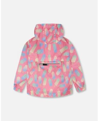Girls Packable Windbreaker in Polyester Lollipop Print