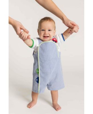 Baby Boy Seersucker Shortall With Cars