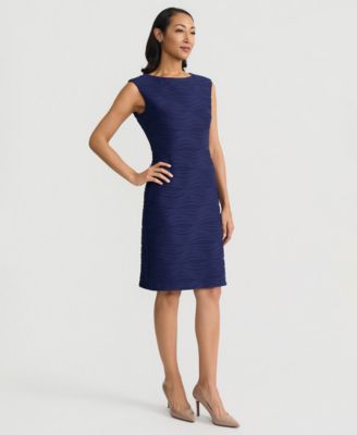 Women's Crewneck Wave Knit Sheath Dress