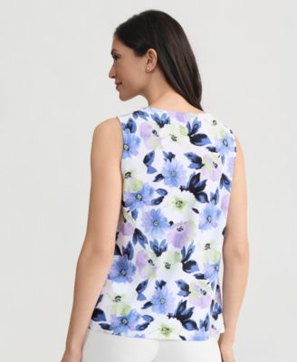 Women's Sleeveless Shirred-Neck Shell 