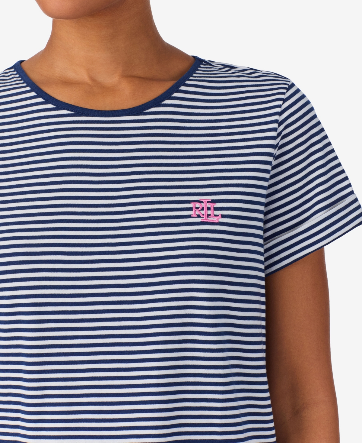 Lauren Ralph Short Sleeve Crew Neck Ankle Pant Pajama Set