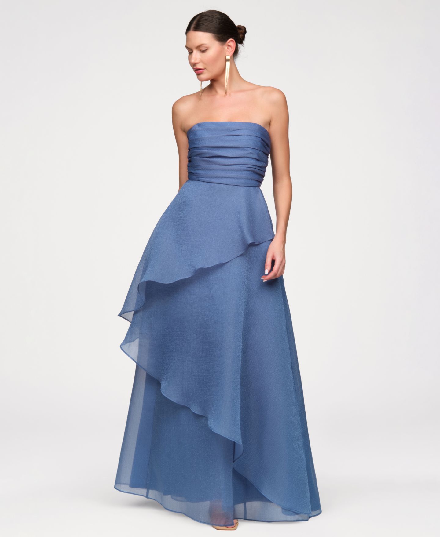 Женское платье JS Collections Strapless Organza Gown, цвет: Синий — фото 2
