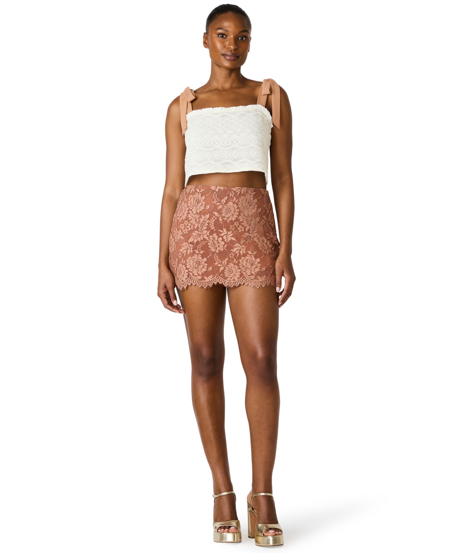Женский топ Steve Madden Sleeveless Square Neck, цвет: Слоновая кость — фото 1