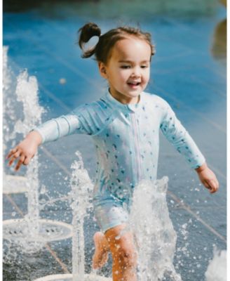 Baby Girls One-Piece Long Sleeve Rashguard Seahorse Print