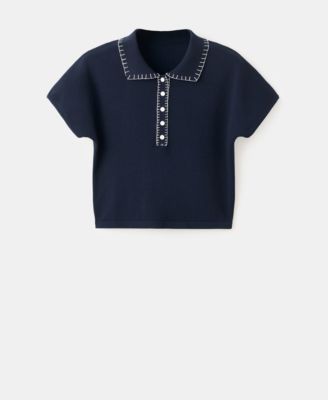 Women's Stitching Detail Polo Neck Sweater