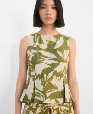 Women's Pleated Panels Peplum Top