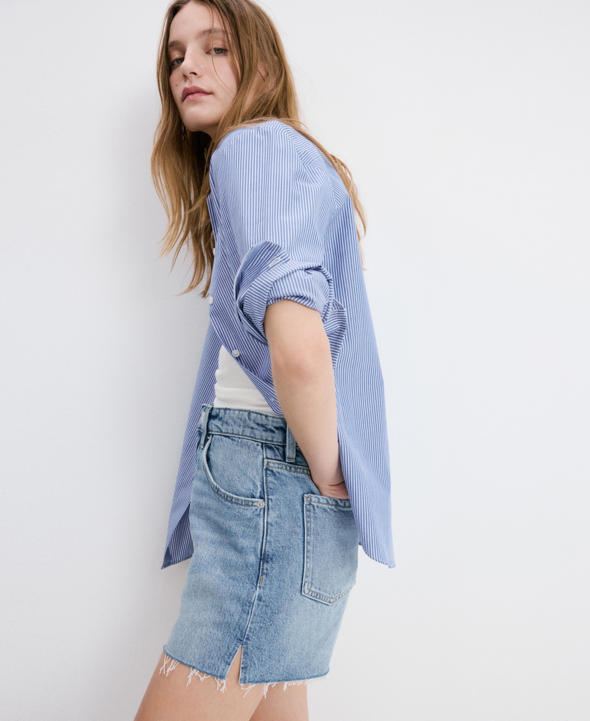 Mango Women's Frayed Hem Denim Shorts