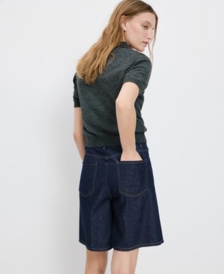 Women's High-Waist Straight-Fit Denim Shorts