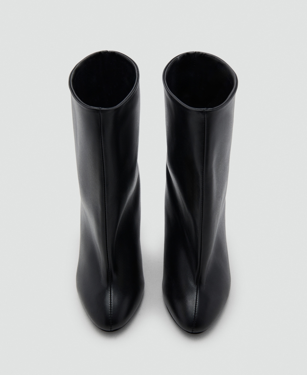 Mango Women's Wide Shaft Leather Heeled Boots