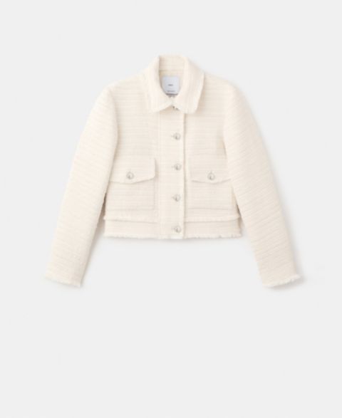 Женские куртки MANGO Notched Lapel Collar Tweed Jacket