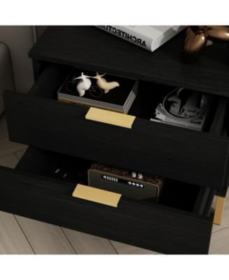 Bedside table with 2 Drawers, Nightstand with Metal Feet
