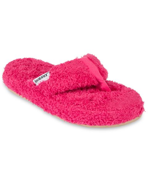Женские тапочки Isotoner Signature Cozy Plush Joey Flip Flop, цвет: Яркий розовый