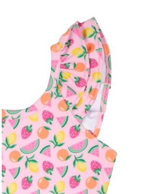 Little Girls Fruit Print Swimsuit With Ruffles