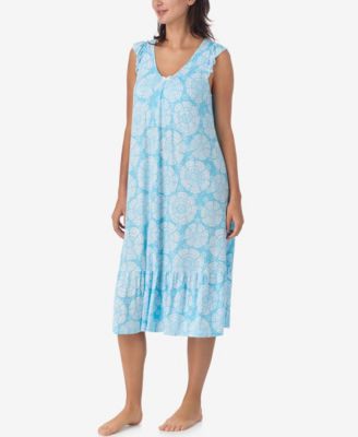 Women's Short-Sleeve Soft Bra Midi Jersey Nightgown