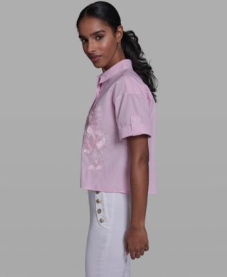 Petite Floral Embroidered Top