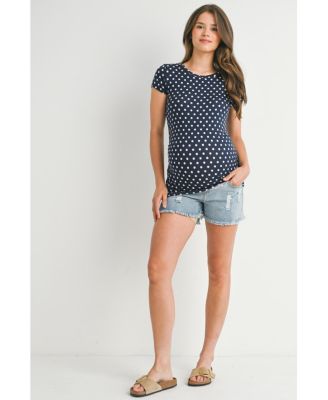 Maternity Short Sleeve Crewneck Polka Dot T-Shirt