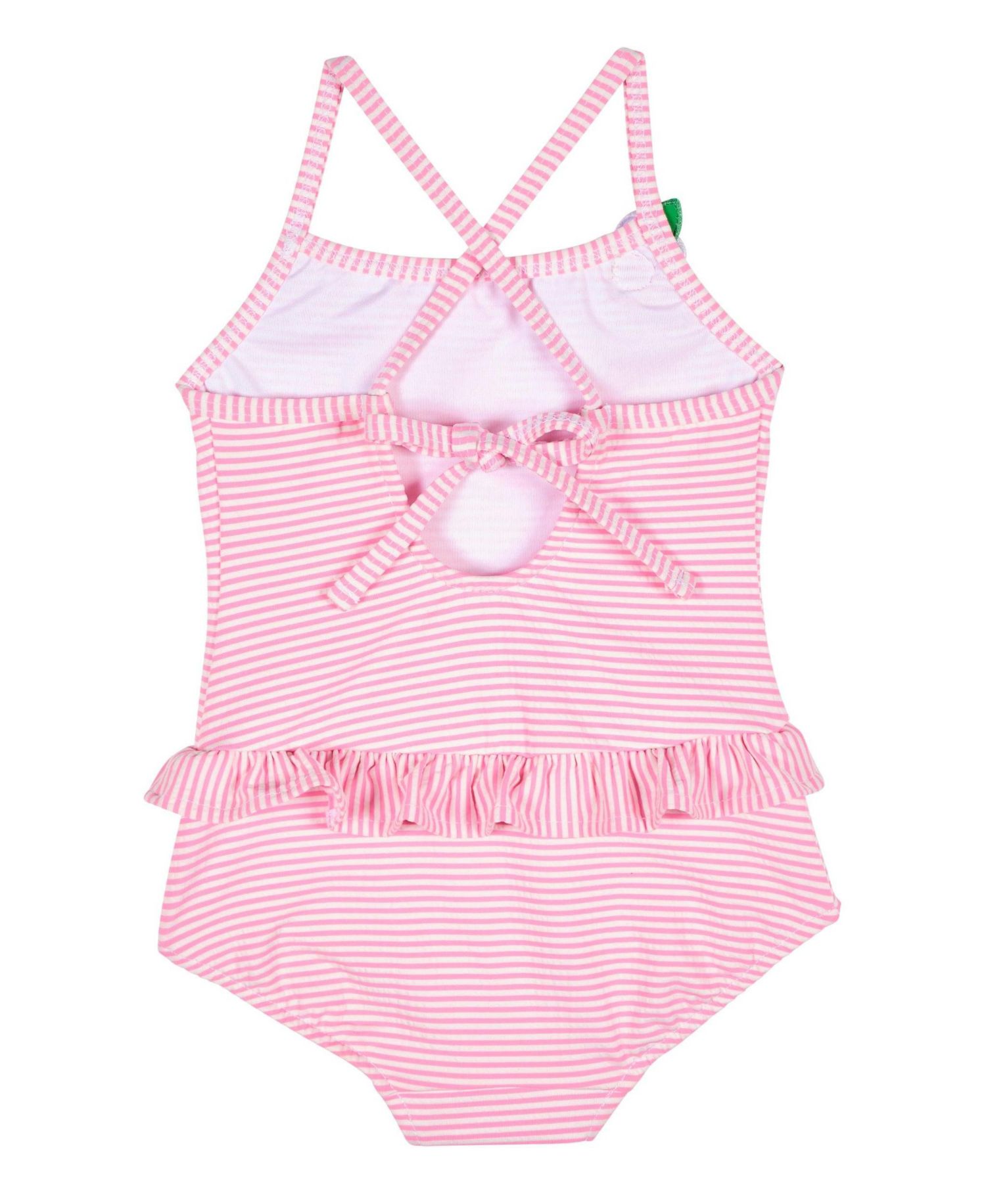 Little Girls Stripe Seersucker Swimsuit with Flower