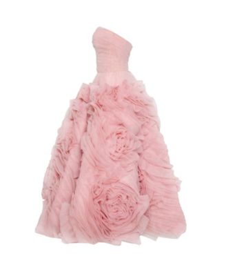 Womens Dramatically Flowered Tulle Dress