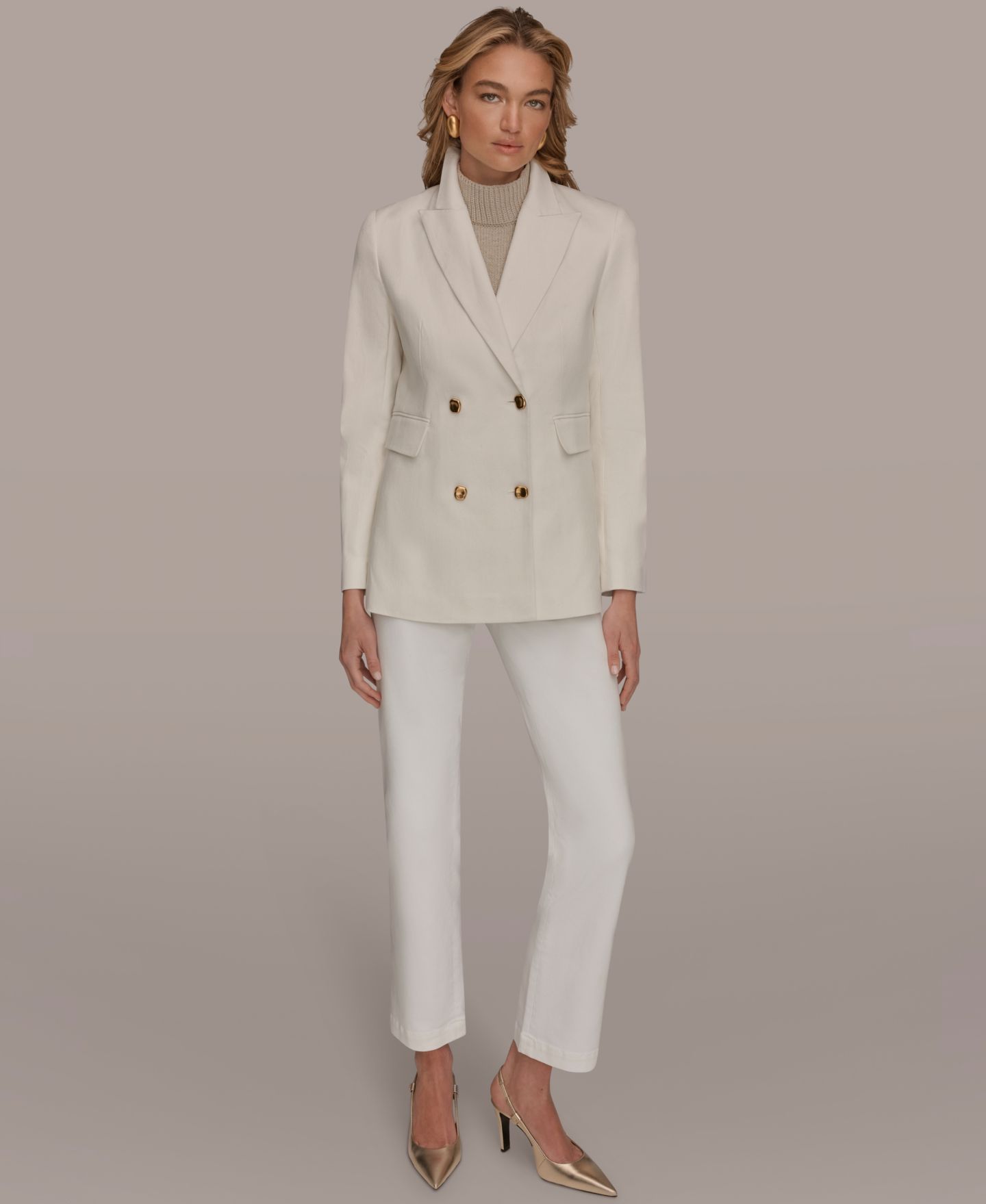 Женская куртка Donna Karan New York Double Breasted Blazer, цвет: Кремовый — фото 6
