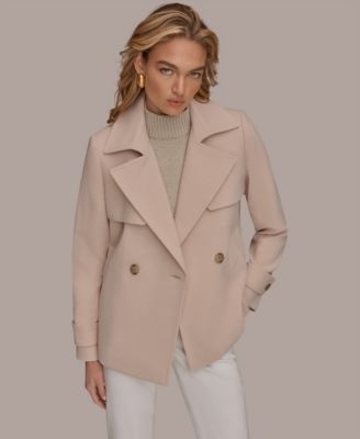 Women's Short Crepe Notch Collar Trench Coat