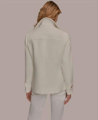 Women's Short Crepe Notch Collar Trench Coat