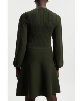 Women's Chiffon Sleeve Military Mini Knit Dress