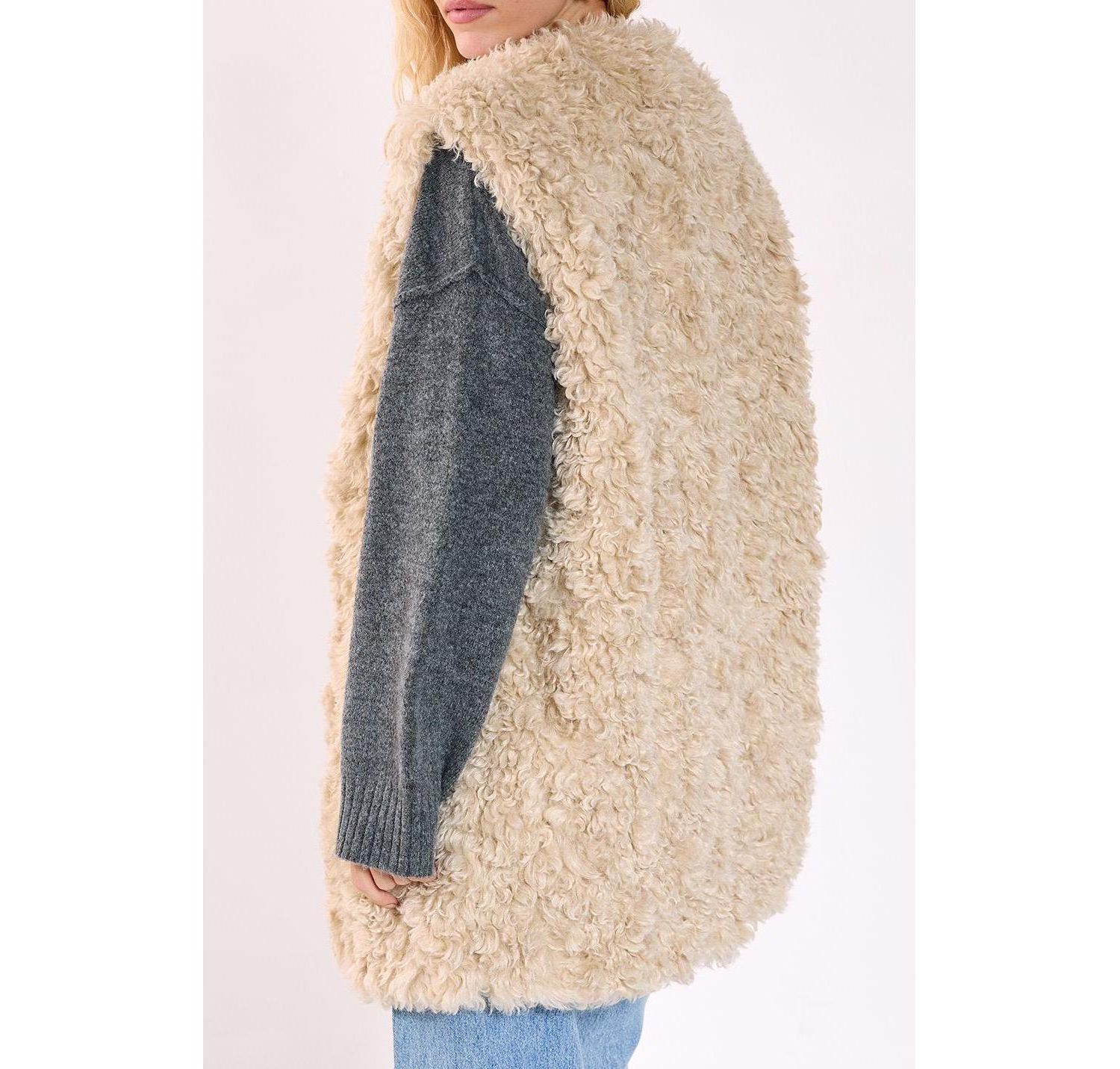 Women's Curly Faux Fur Borg Gilet