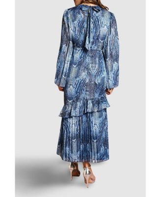 Women's Flare Sleeve Animal Print Midi Dress