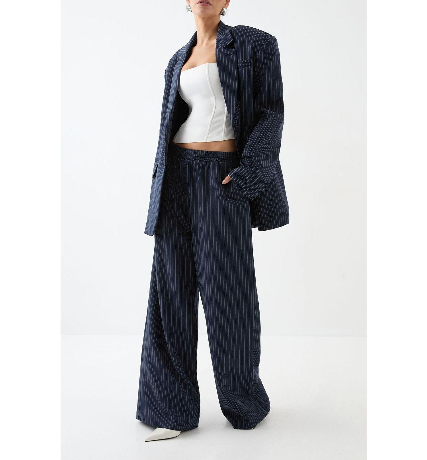 Women's Premium Pinstripe Oversized Blazer