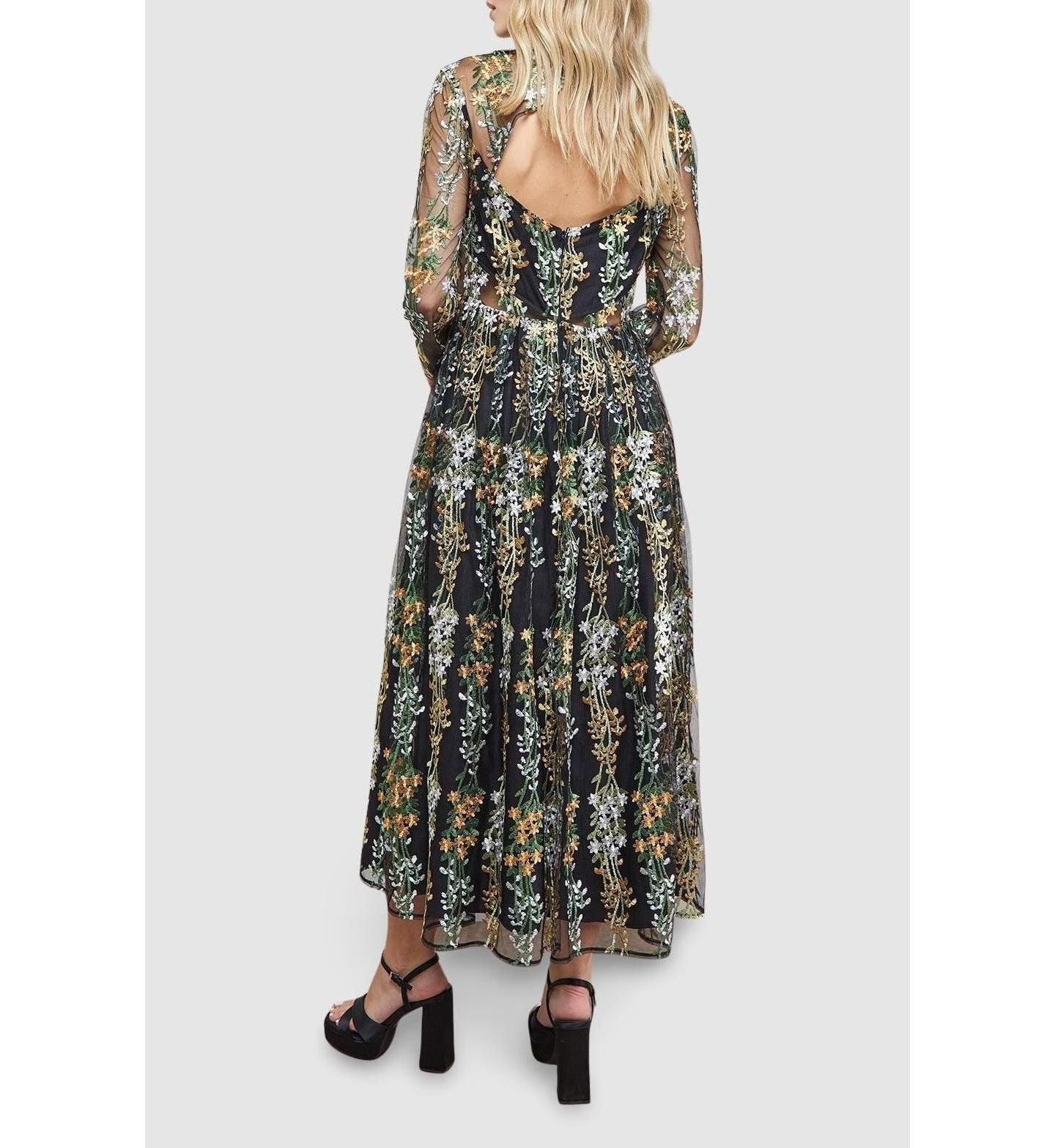 Женское платье Oasis Open Back Long Sleeve Midi, цвет: Разноцветный — фото 7