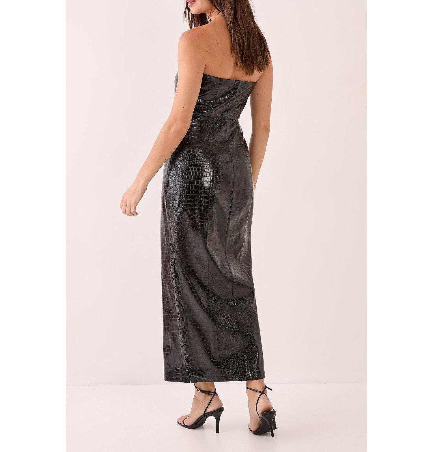 Women's Croc Bandeau Lace Up Maxi Dress